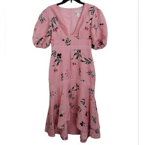Keepsake Floral Pink Dress floral dress embroidery details size small
